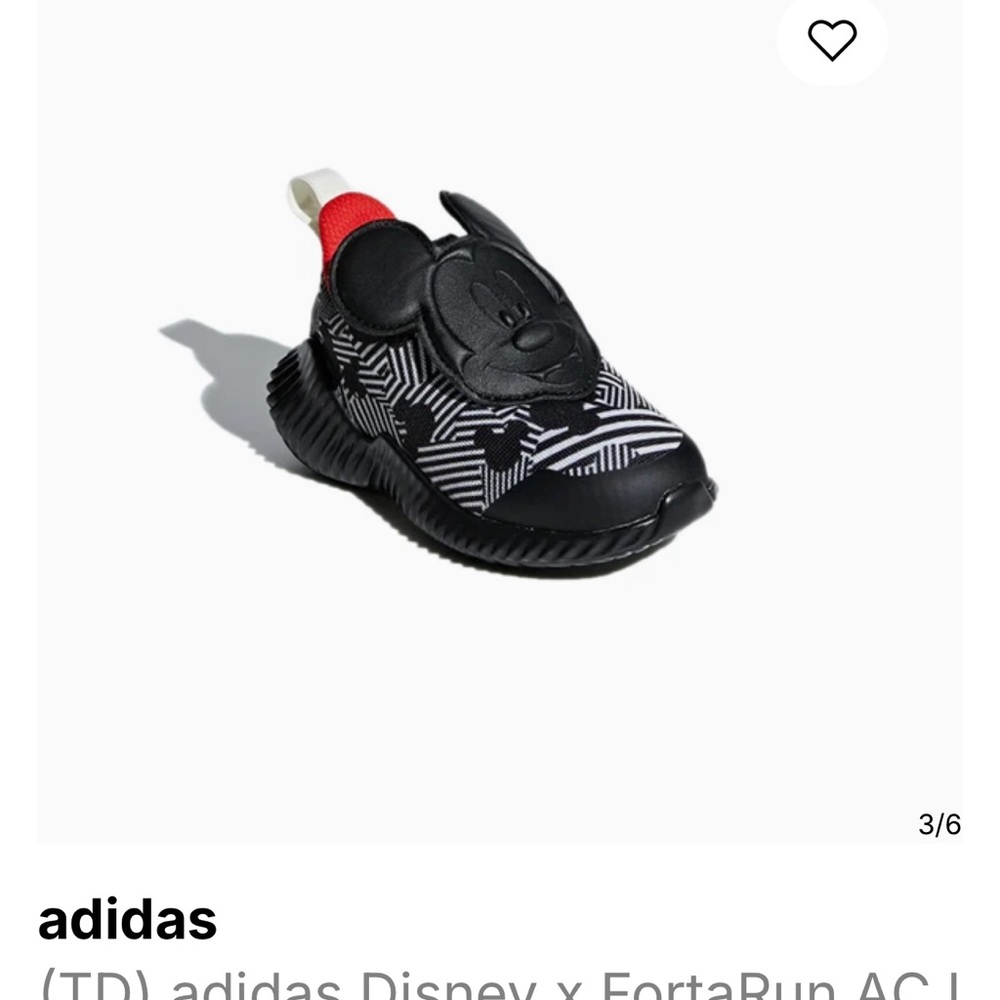 Adidas Kids' Black and Red Mickey Mouse For Tarun Shoes - sz 7